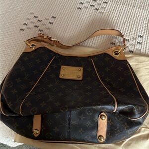 Louis Vuitton Black and Tan Shoulder Bag with Gold Hardware